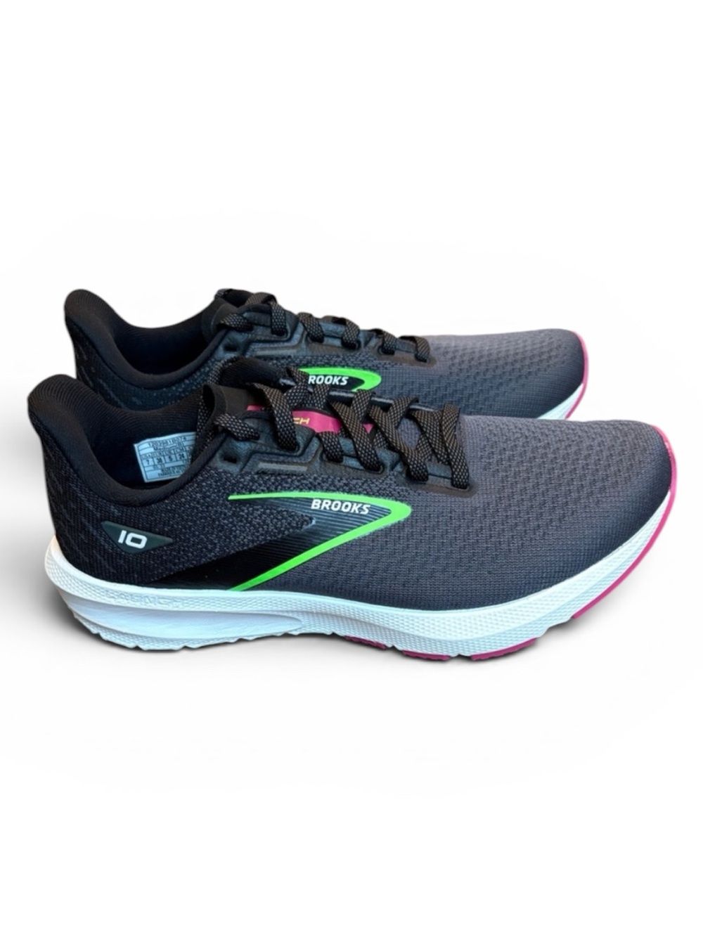 Brooks Launch 10 Running Shoes Women’s 7 Black/Blackened Pearl/Green